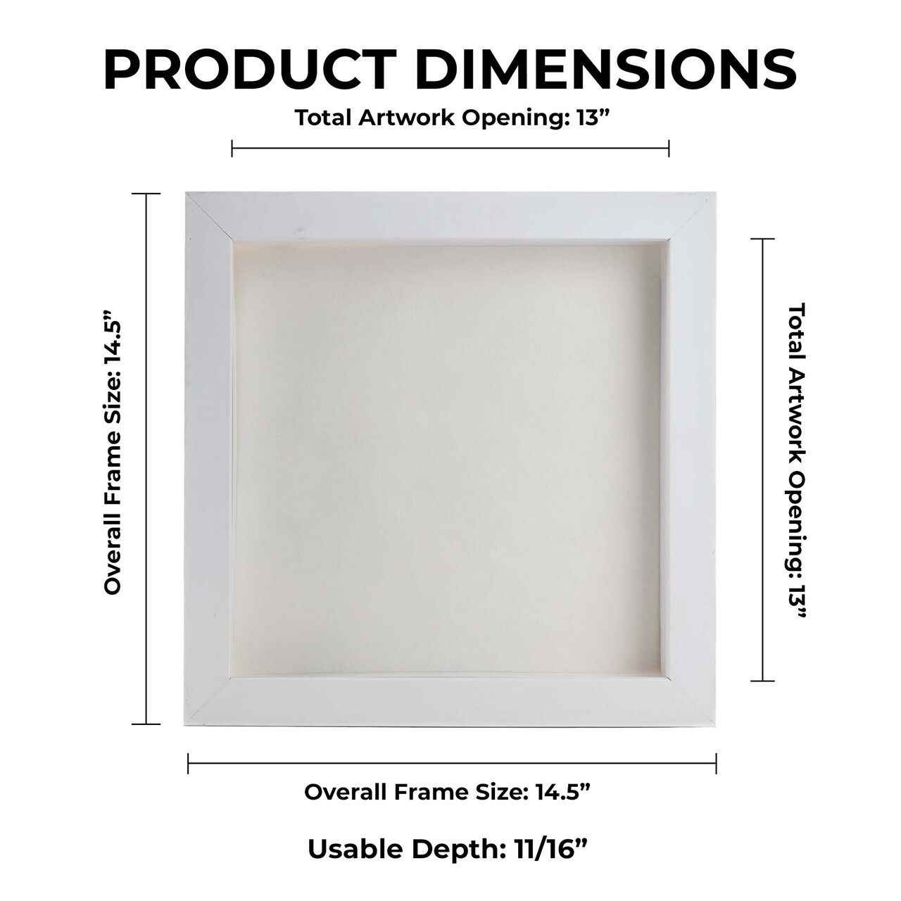 Classic White Wood Shadown Box Frame with Acrylic Front - White Suede Backing, 30 Sizes